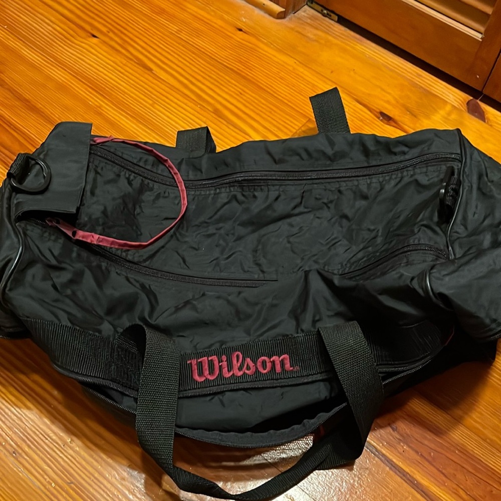 Wilson Black Sports Bag/Duffle With Handle and Adjustable Shoulder Strap